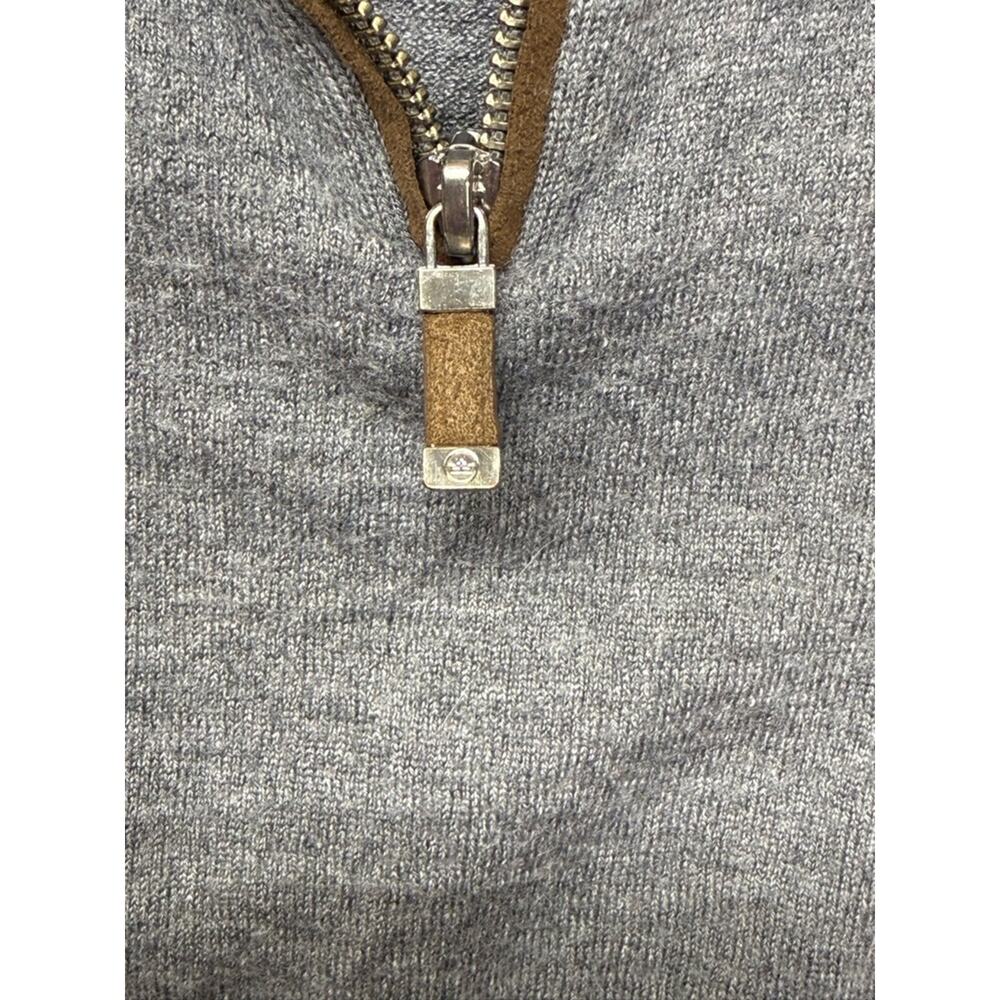 Peter Millar Gray Half-Zip Sweater with Brown Zip Placket Men's Medium - Picture 4 of 11